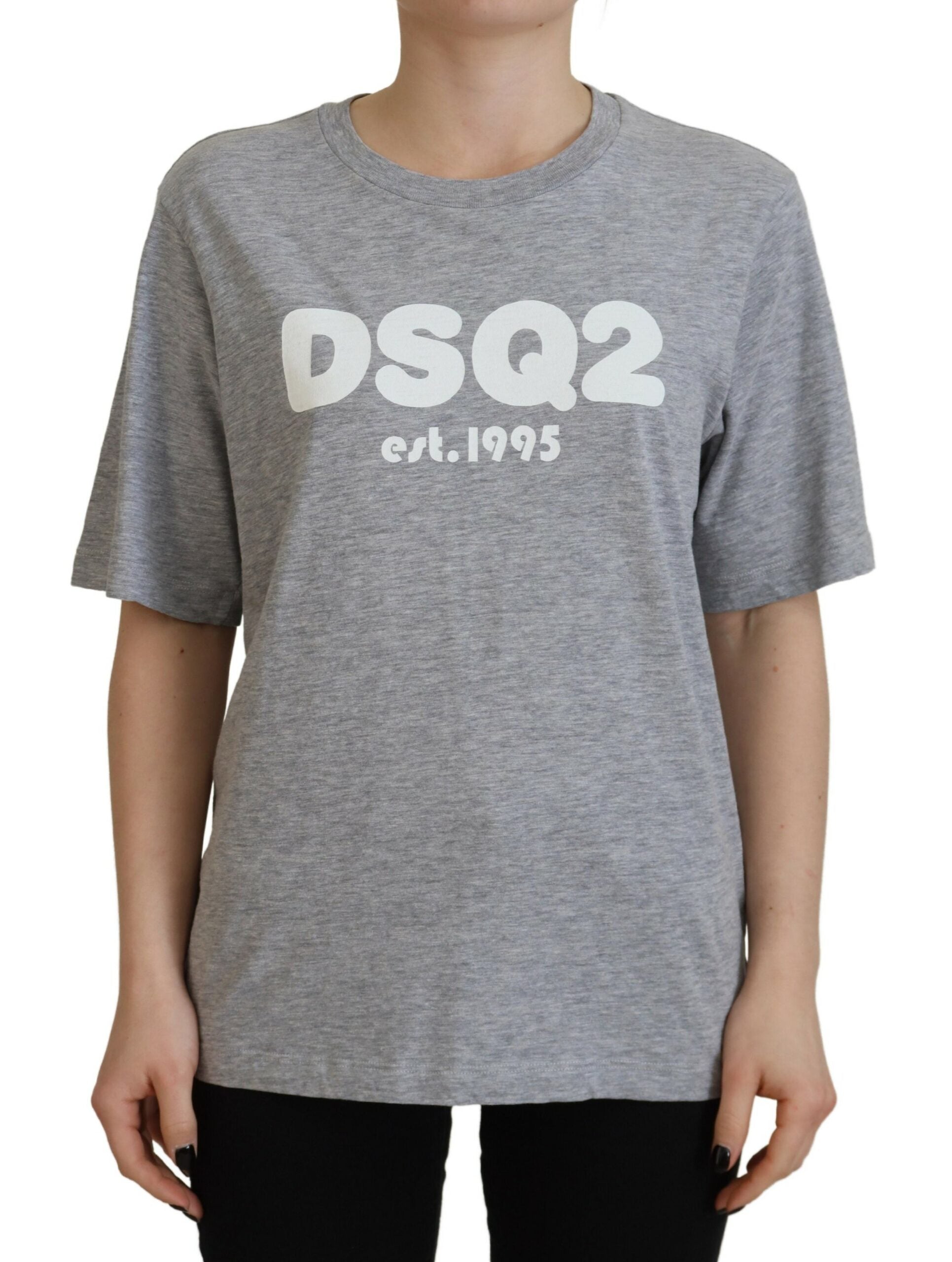Grijs logo katoenen ronde hals T-shirt met korte mouwen