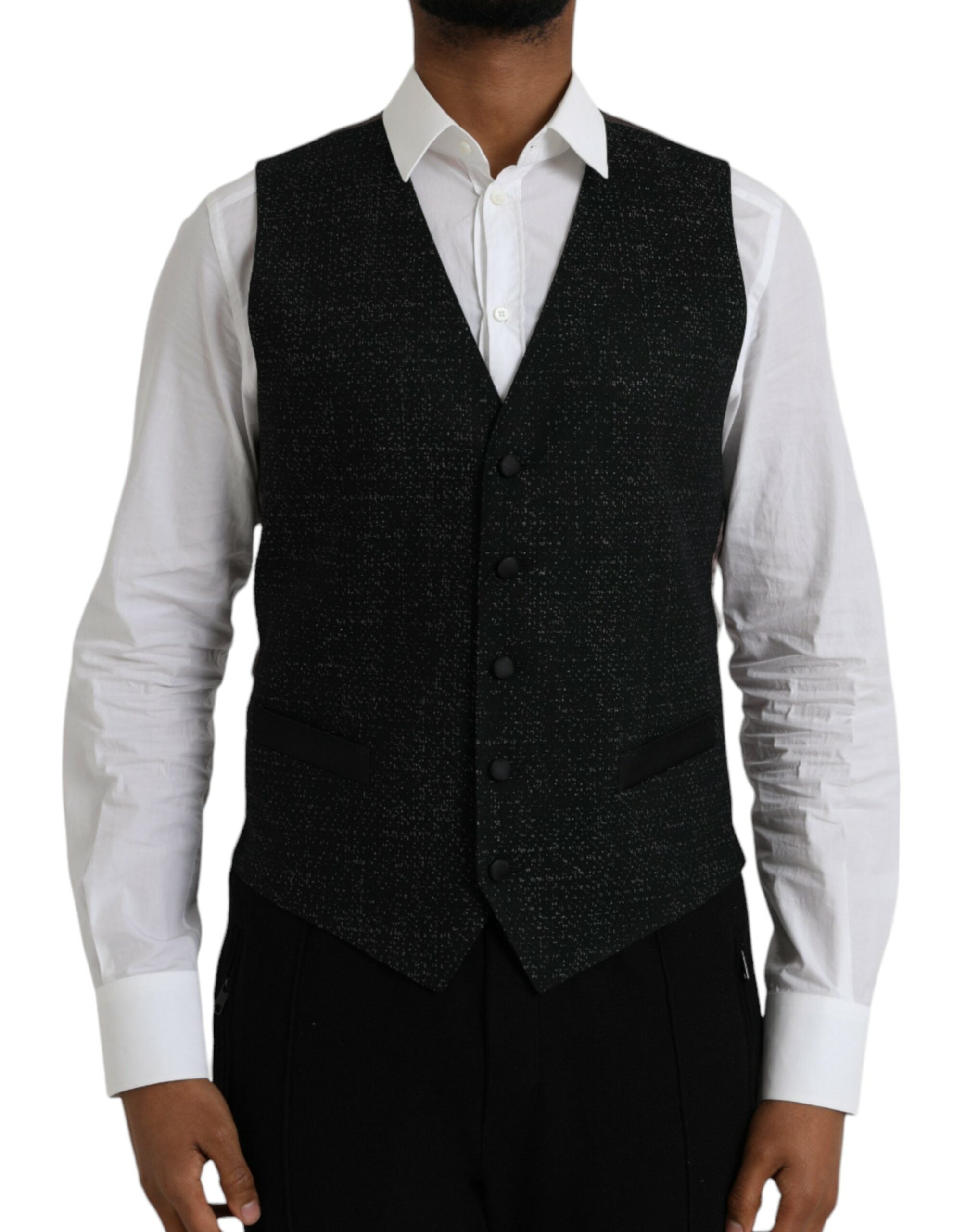 Zwartbruine zijden vestjurk, formeel vest
