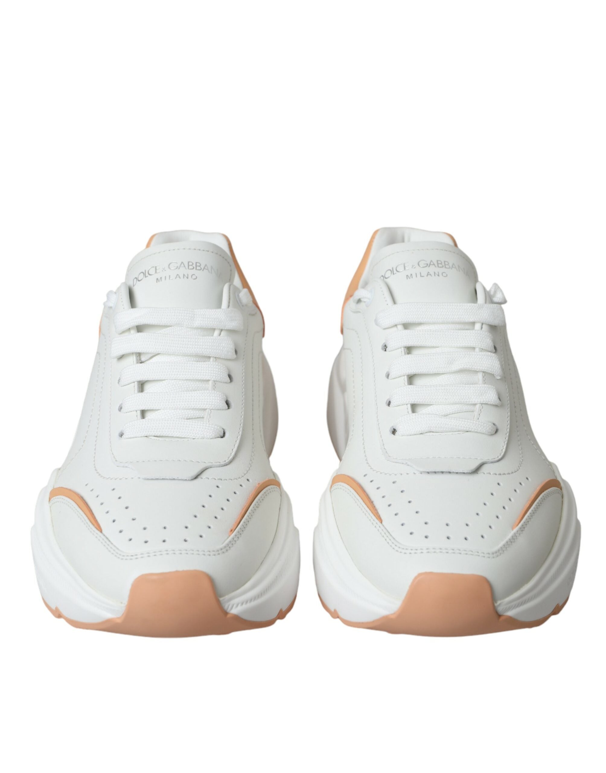 Witte Perzikkleurige DAYMASTER Leren Sneakers