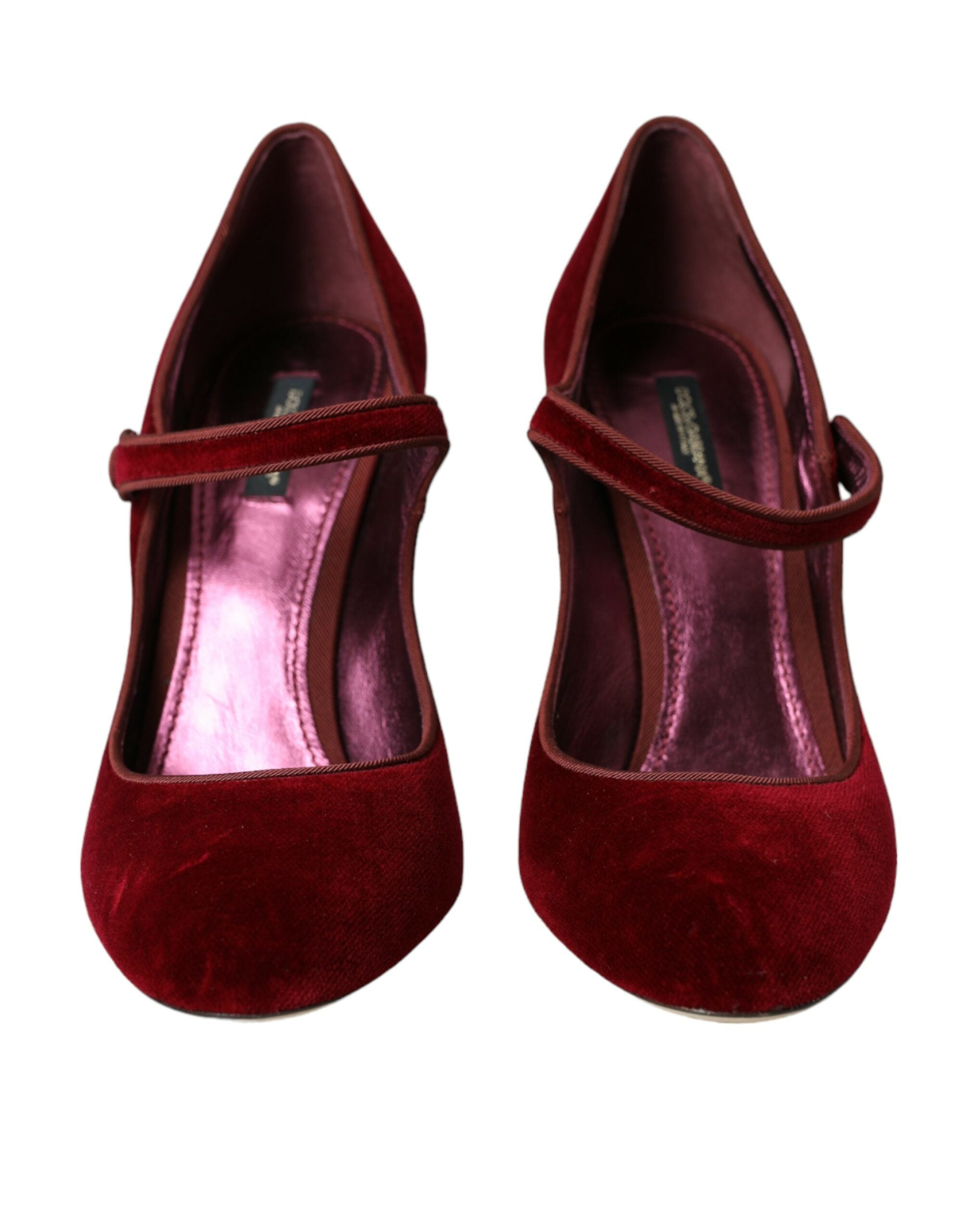 Mary Jane-schoenen met rode fluwelen gouden kristallen hakken