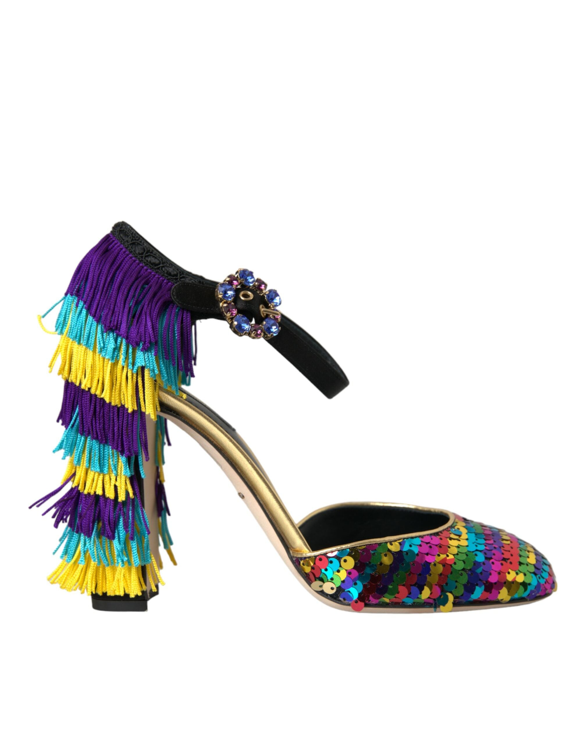Mary Jane-schoenen met veelkleurige pailletten en kristallen
