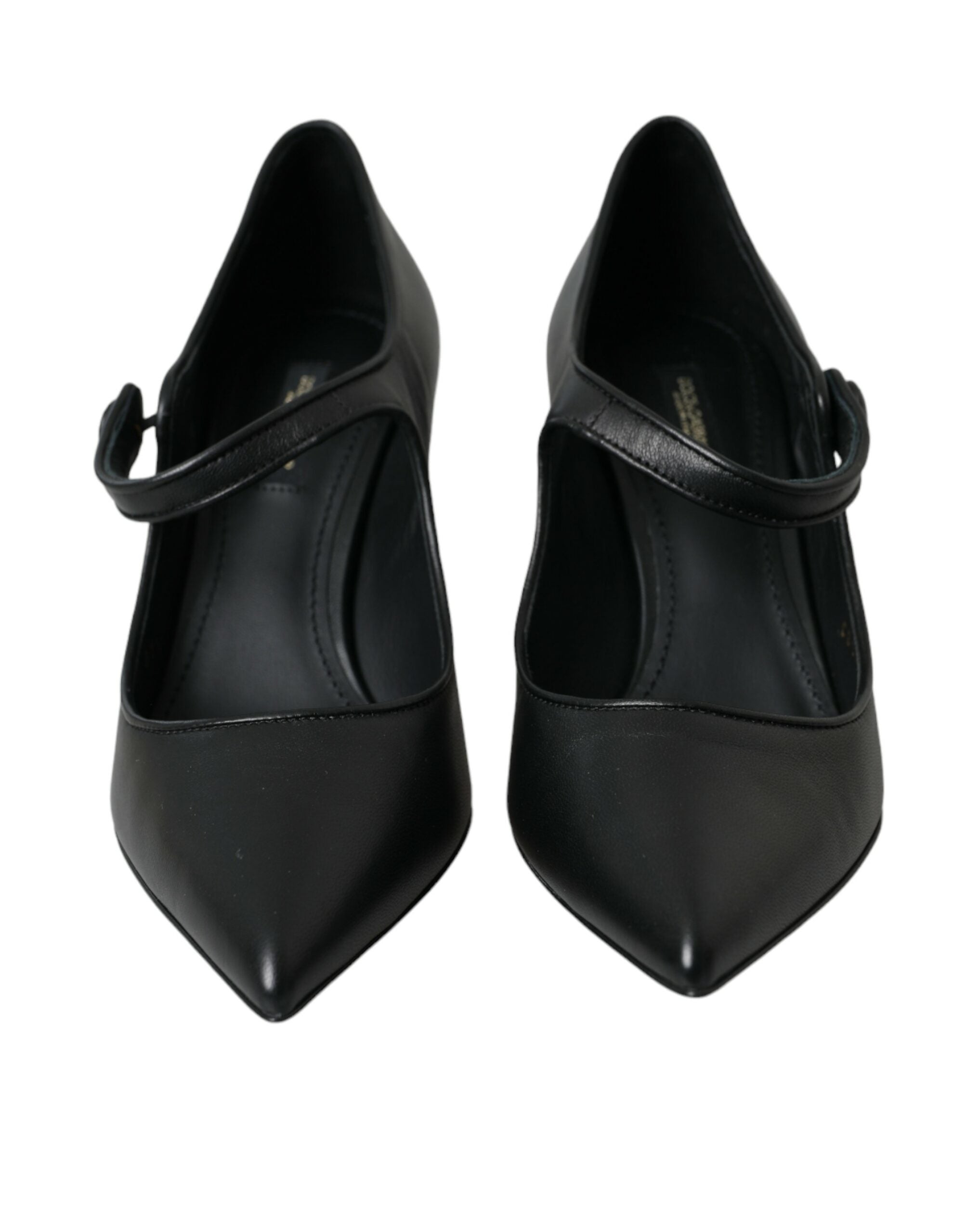 Zwarte leren Mary Janes pumps met logo