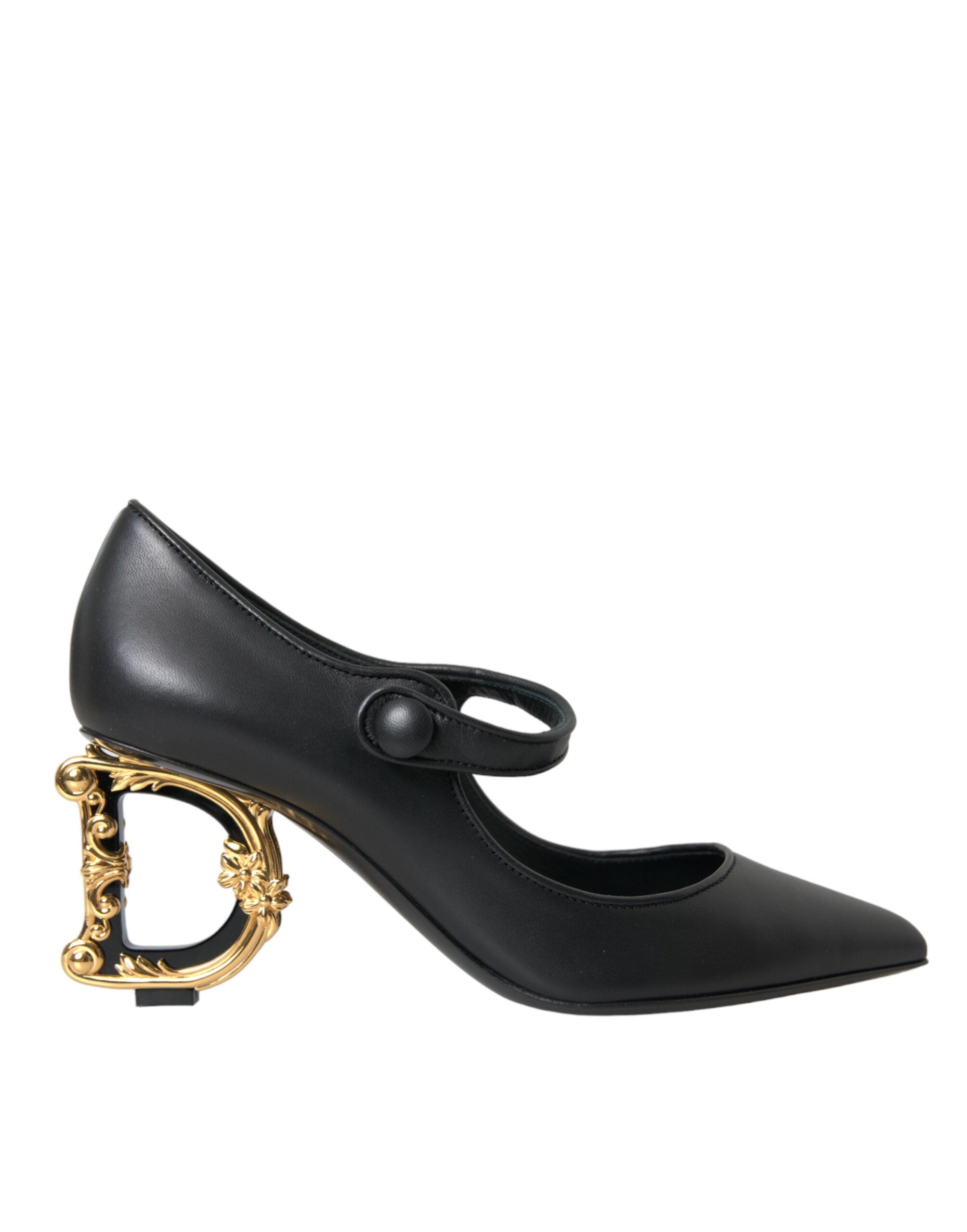 Zwarte leren Mary Janes pumps met logo