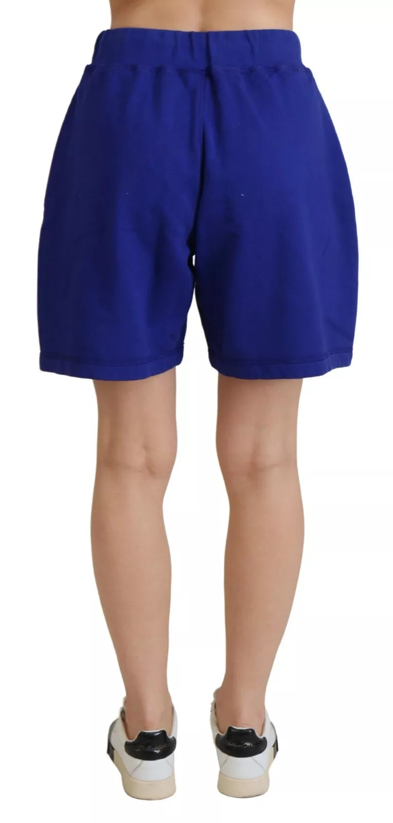 Blauwe katoenen joggingbroek met hoge taille en logo