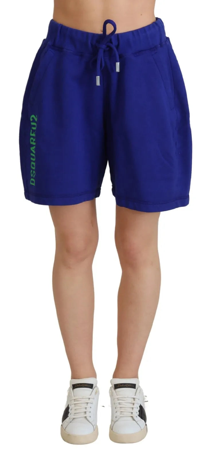 Blauwe katoenen joggingbroek met hoge taille en logo