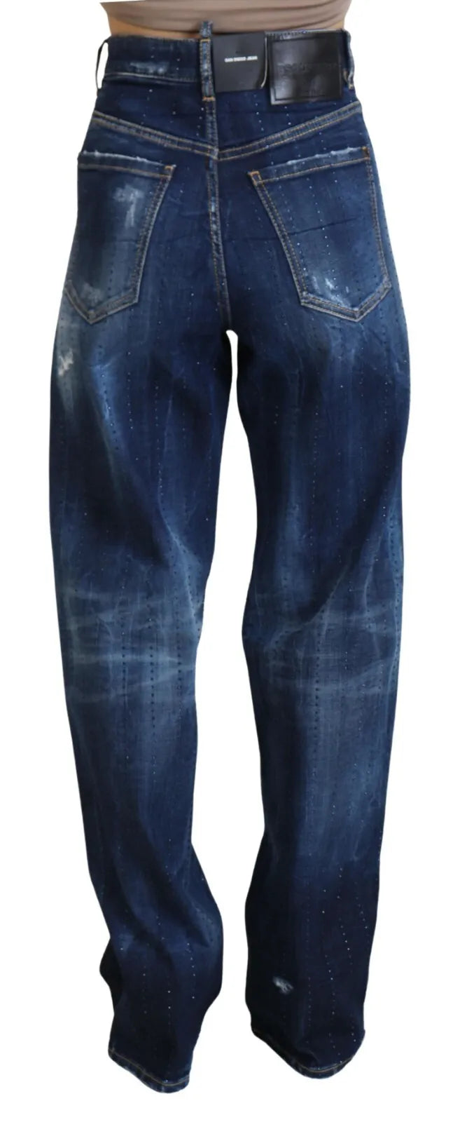 Blauwe hoge taille rechte denim jeans San Diego