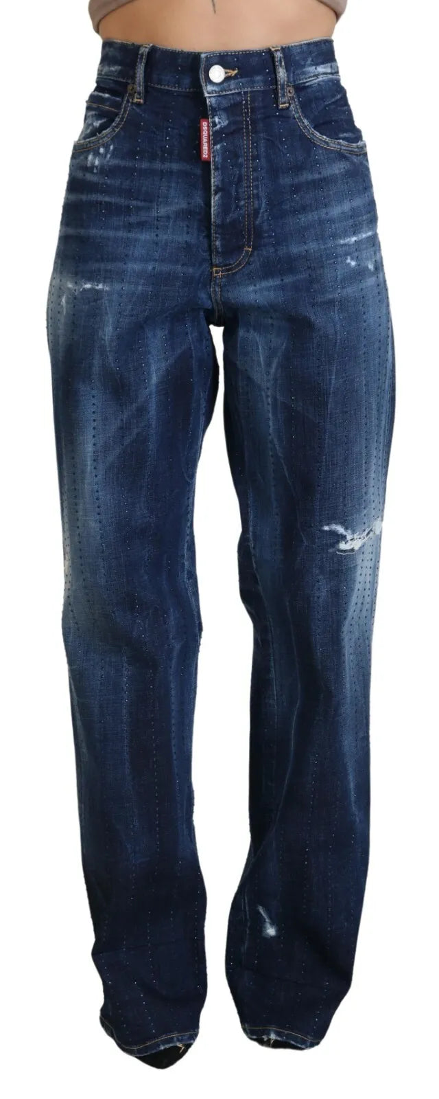 Blauwe hoge taille rechte denim jeans San Diego