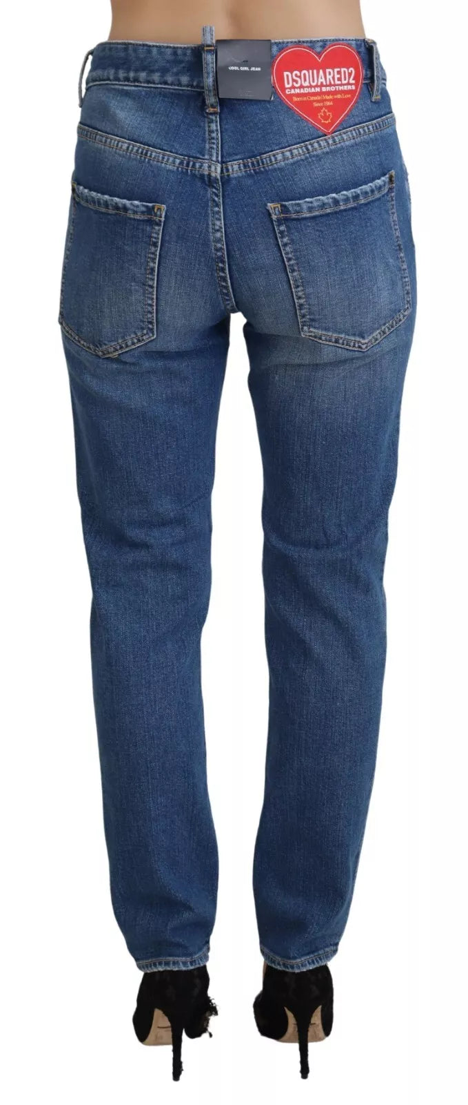 Cool Girl Blauwe Versleten Mid Waist Denim Jeans
