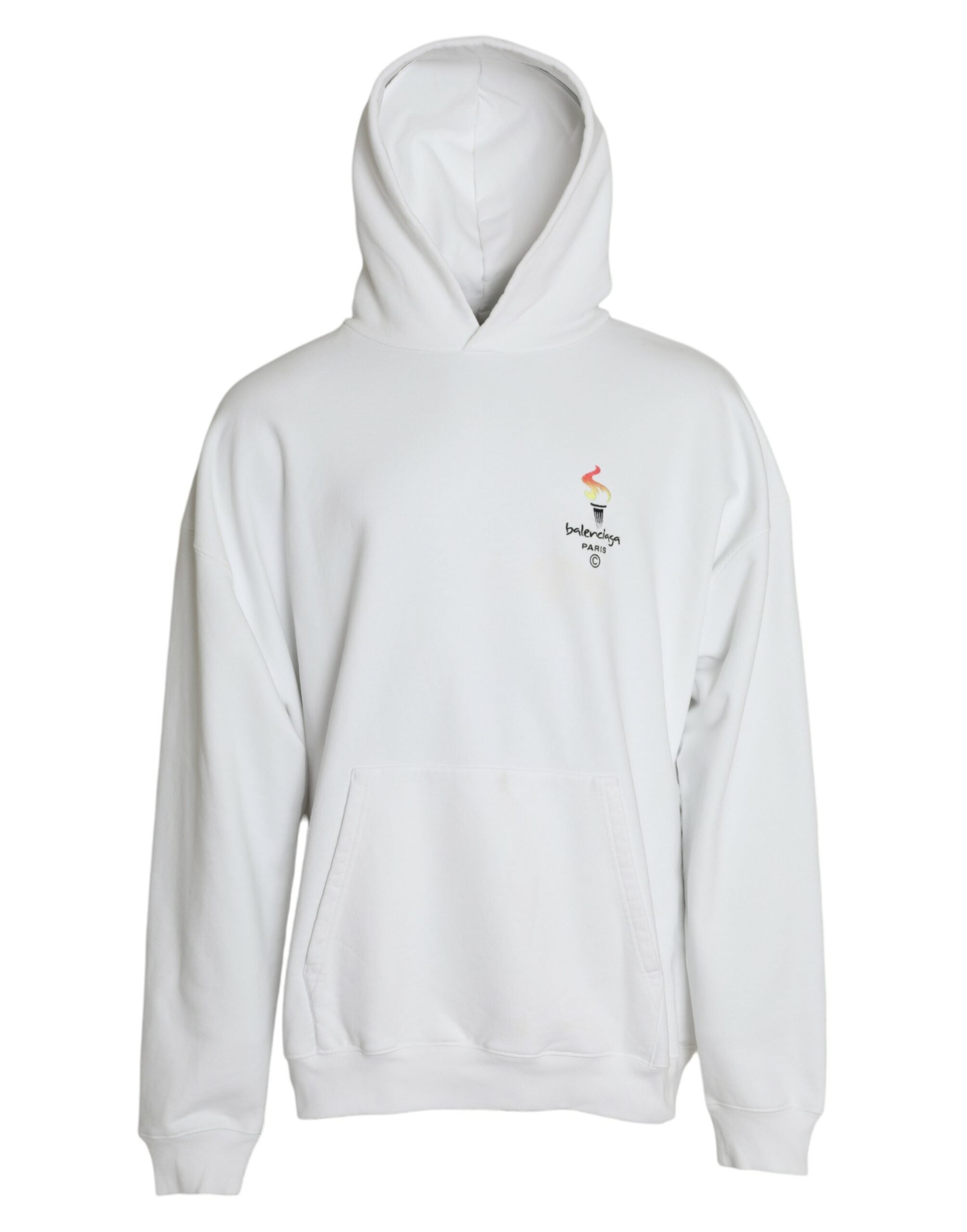 Witte katoenen sweatshirt met logo en capuchon