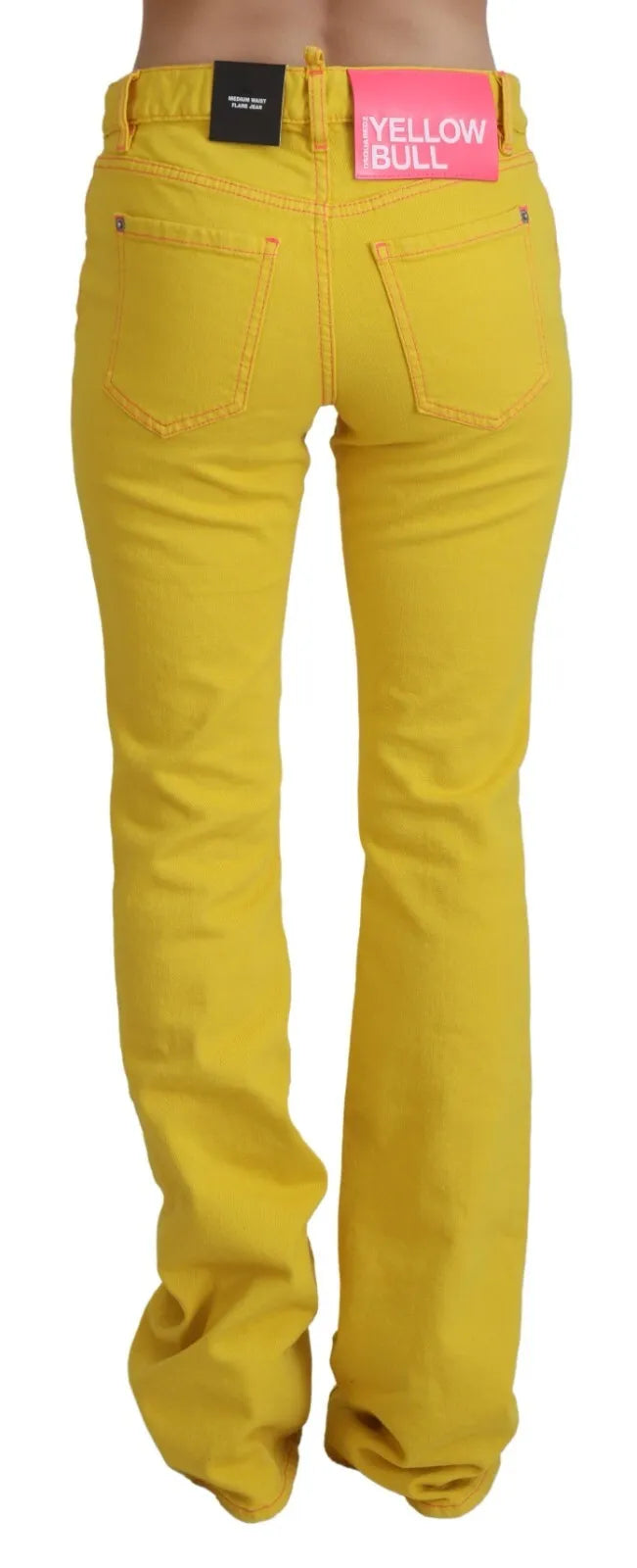 Gele katoenen mid waist flared denim broekjeans