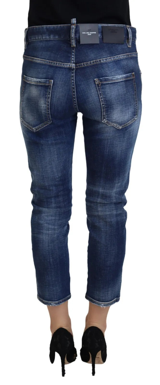 Blauwe katoenen cropped denim jeans met middelhoge taille, cool girl