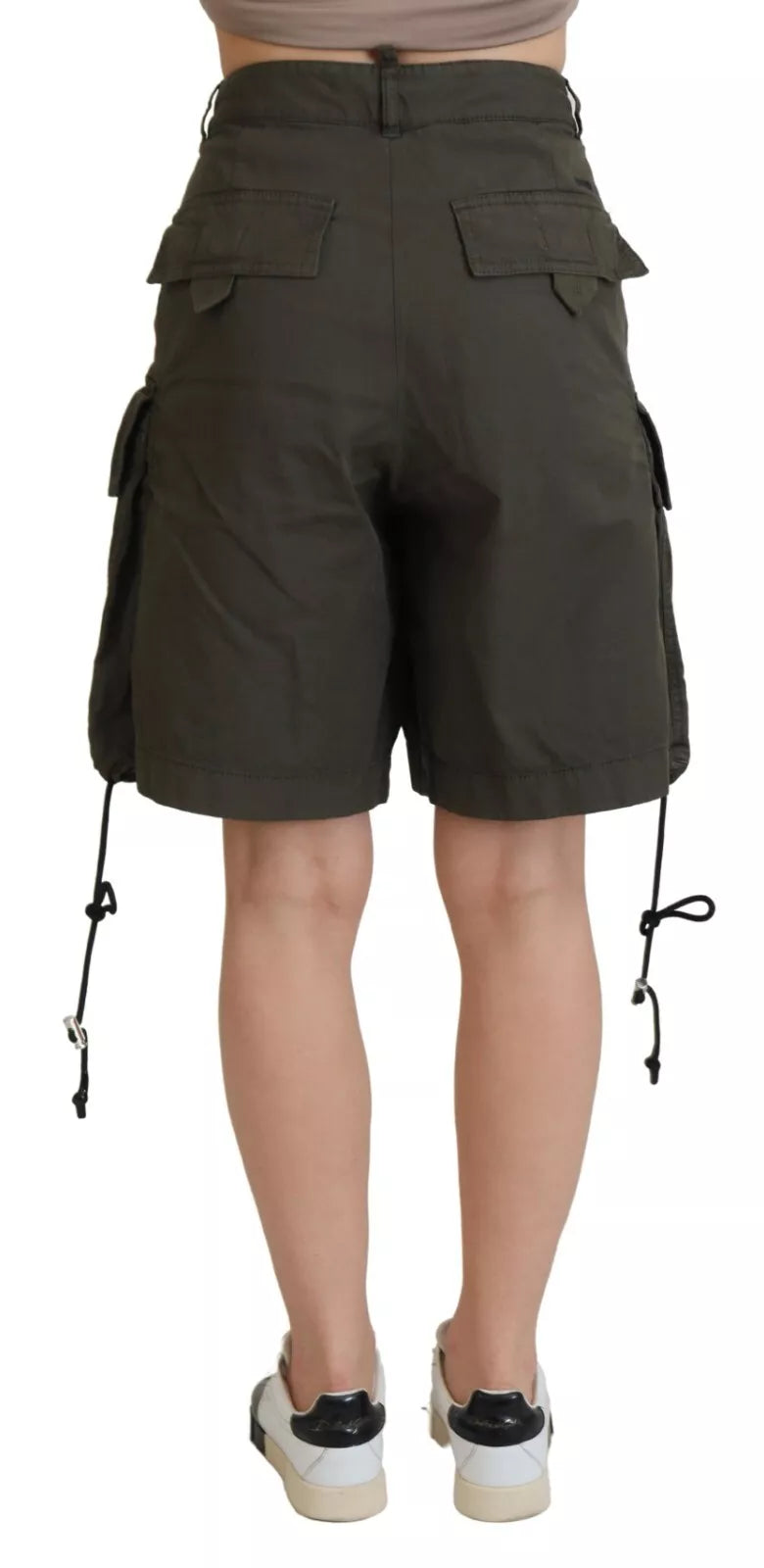 Groene High Waist Cargo Bermuda Shorts voor dames