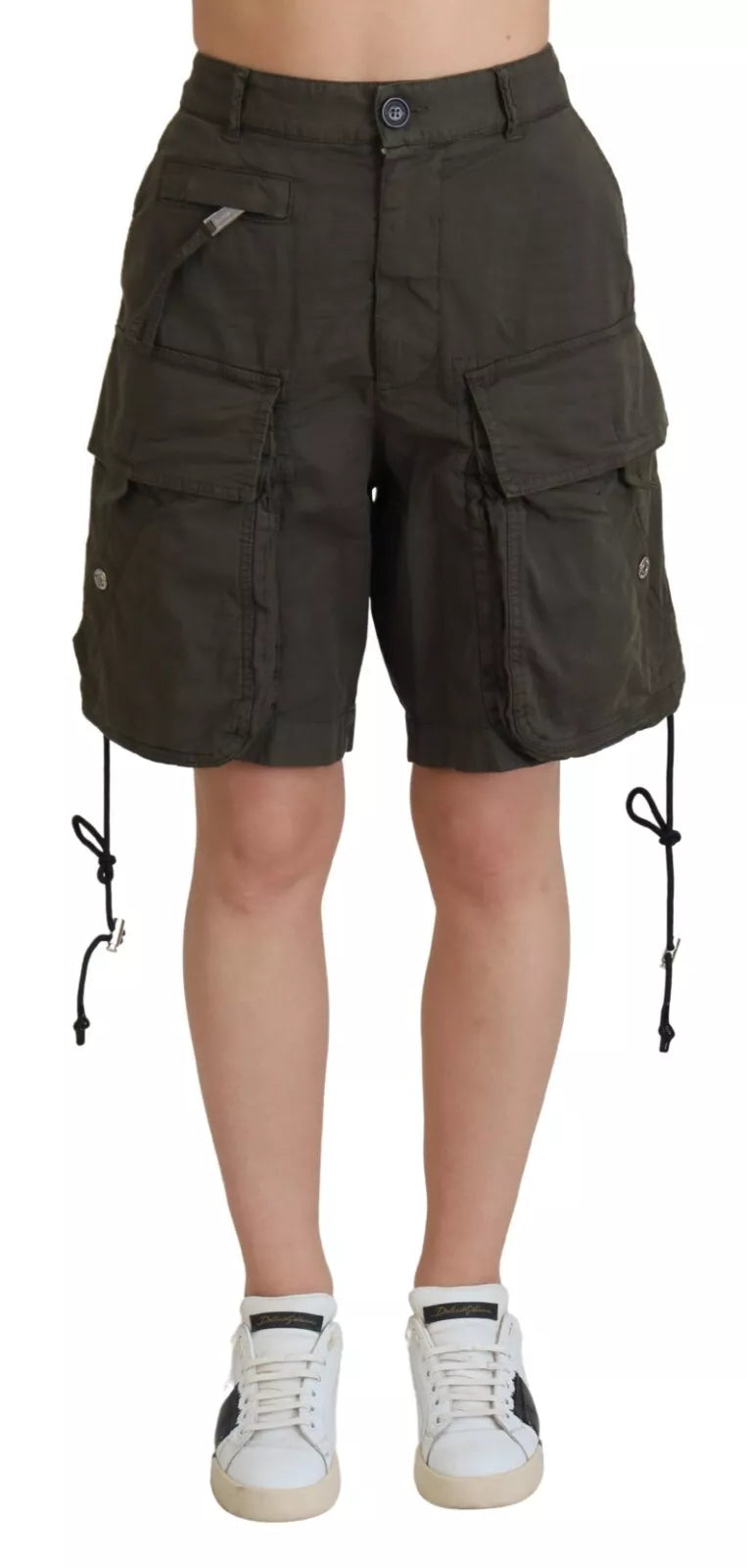 Groene High Waist Cargo Bermuda Shorts voor dames