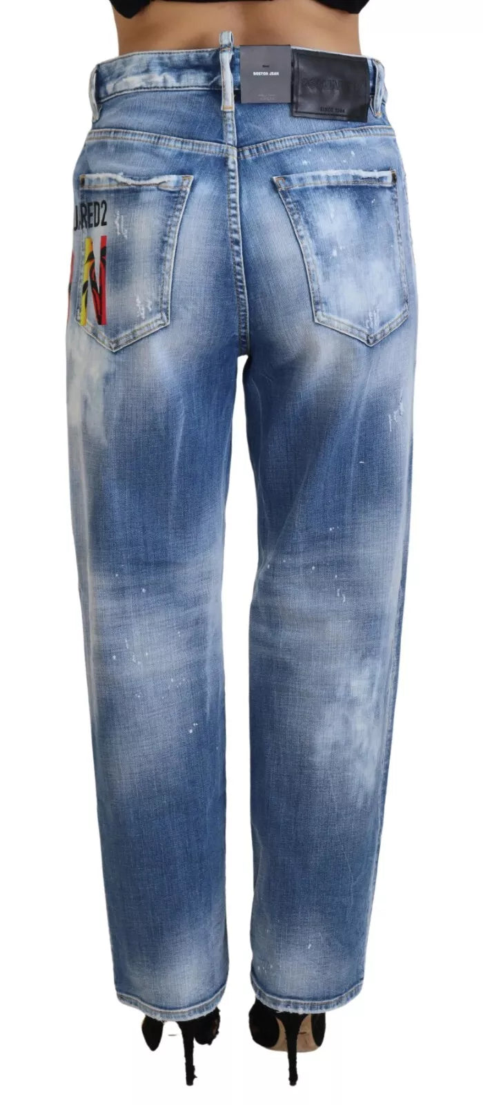 Blue Icon Hoge Taille Rechte Denim Jeans Boston