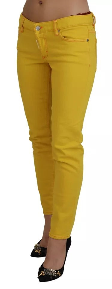 Gele katoenen cropped jeans met lage taille van Jennifer Denim