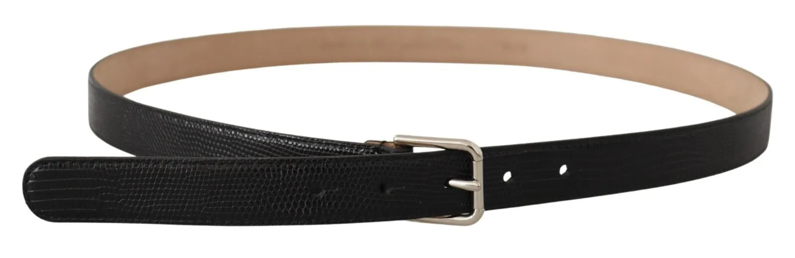 Zwarte klassieke leren riem met zilveren metalen gesp