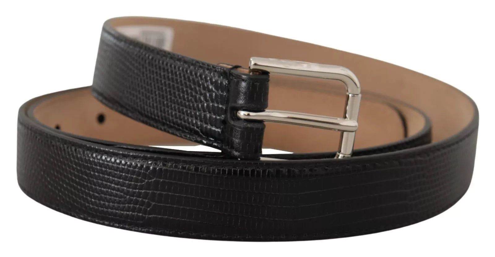 Zwarte klassieke leren riem met zilveren metalen gesp