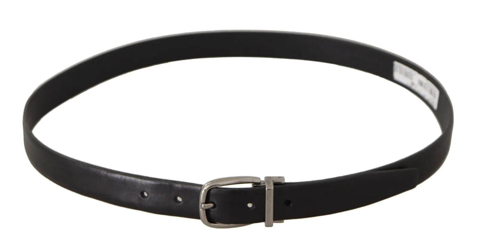 Zwarte klassieke leren riem met zilveren metalen gesp