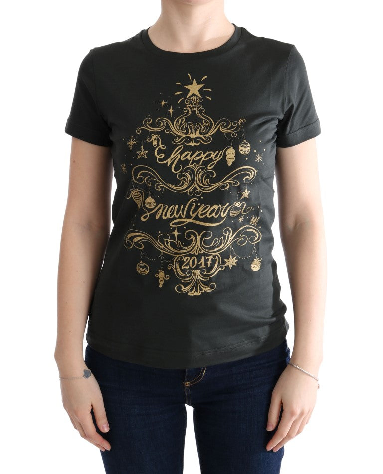 Groen katoenen 2017 motief T-shirt