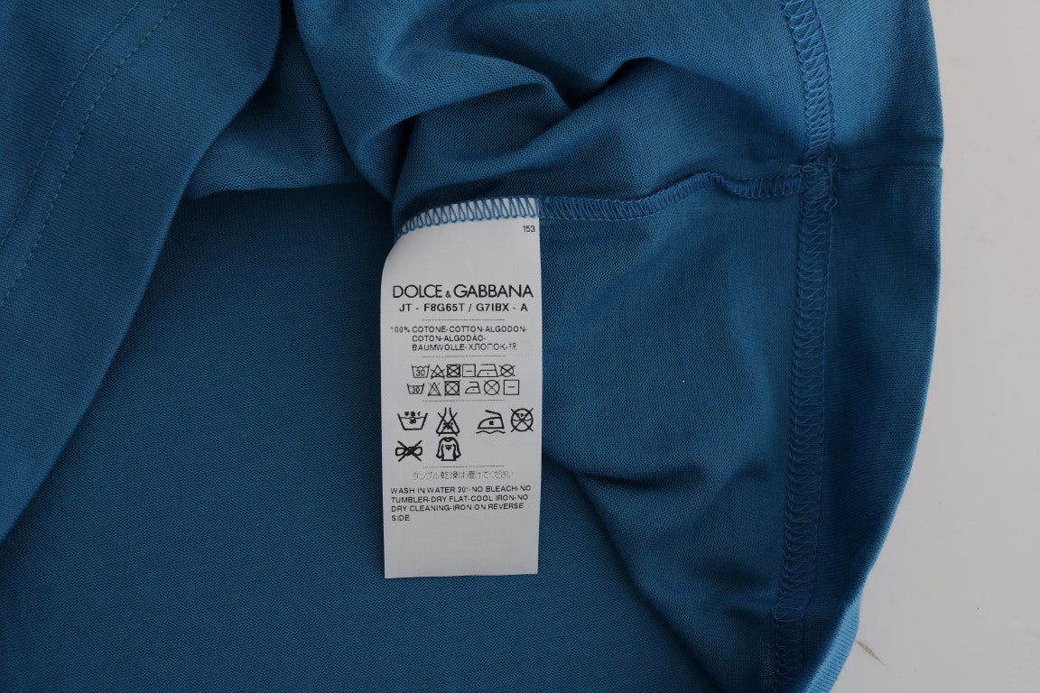 Blauw katoenen 2017 motief T-shirt