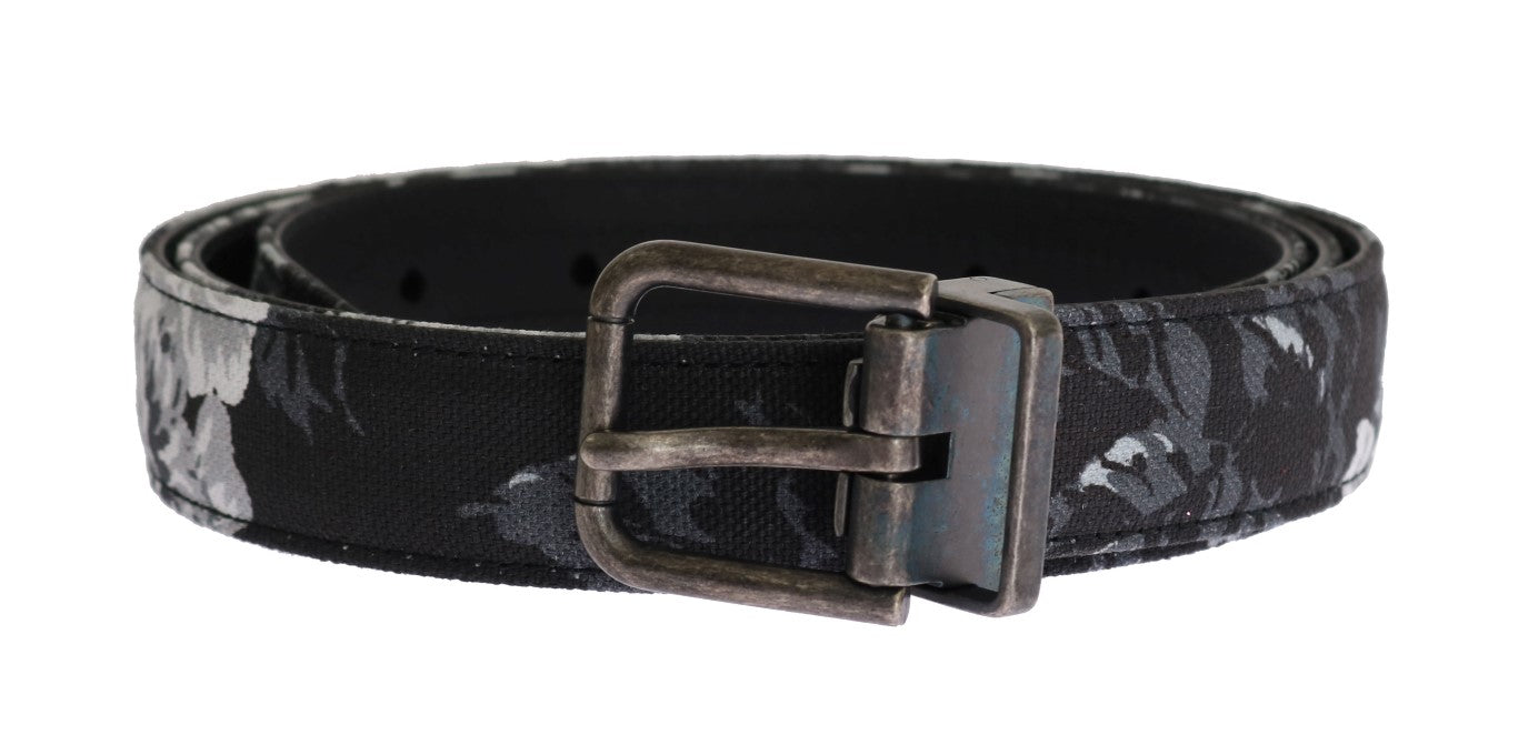 Zwarte Cayman linnen leren riem
