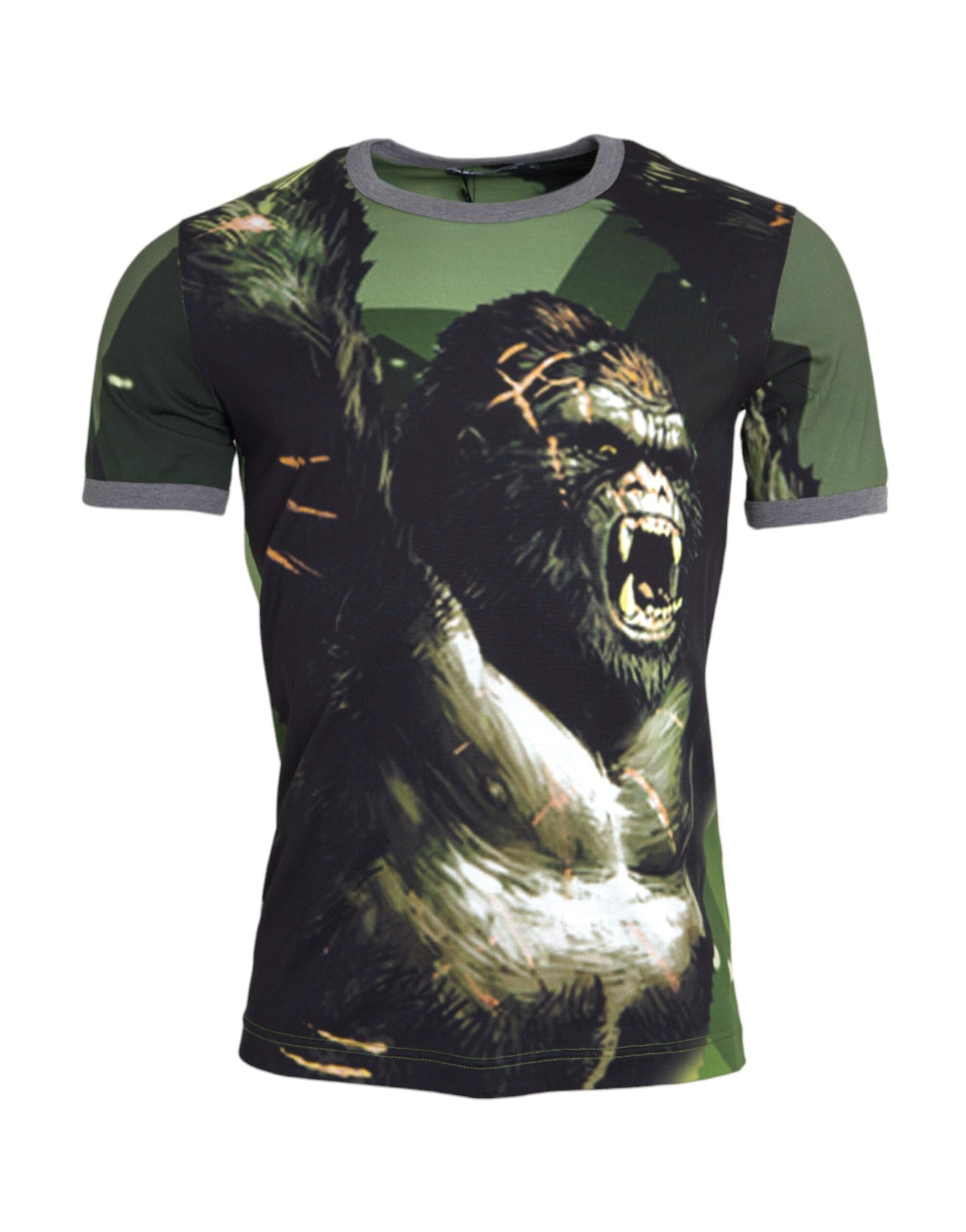 Groen Gorilla Katoenen T-shirt met Korte Mouwen