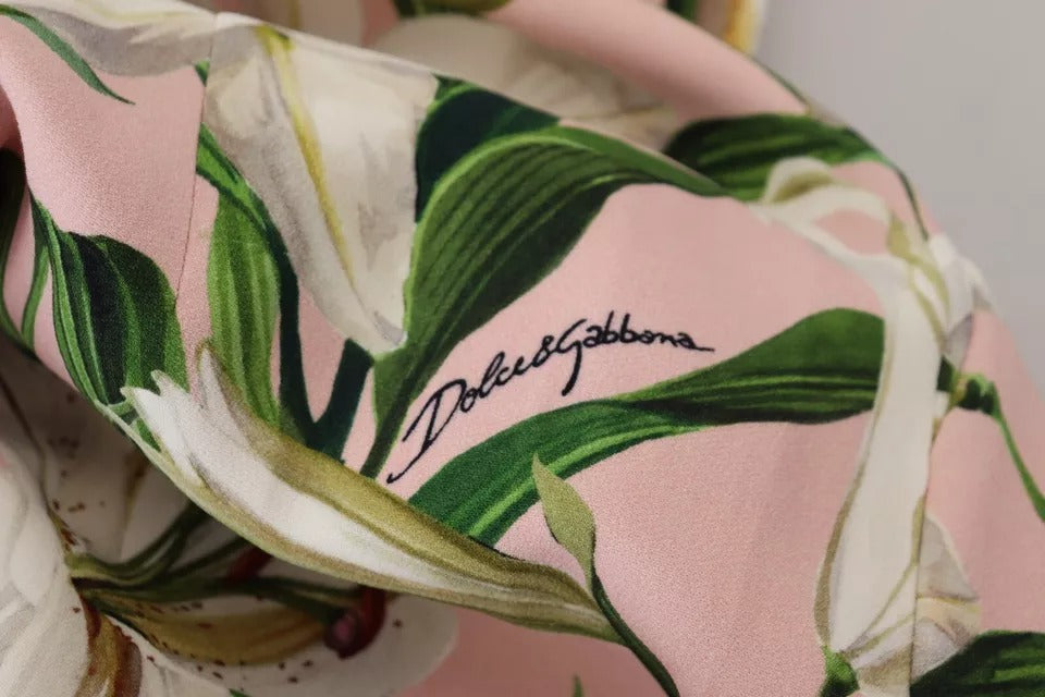 Roze lelie viscose manteljurk tot op de knie