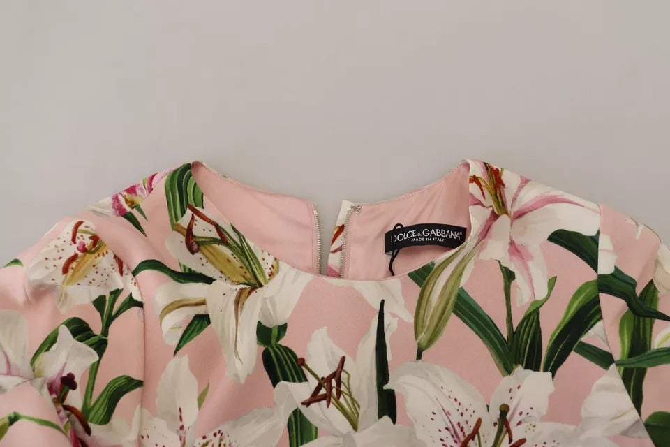 Roze lelie viscose manteljurk tot op de knie