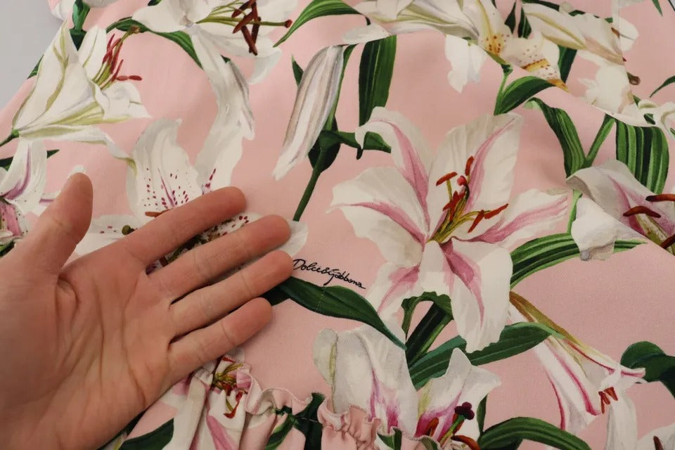 Roze lelie viscose manteljurk tot op de knie