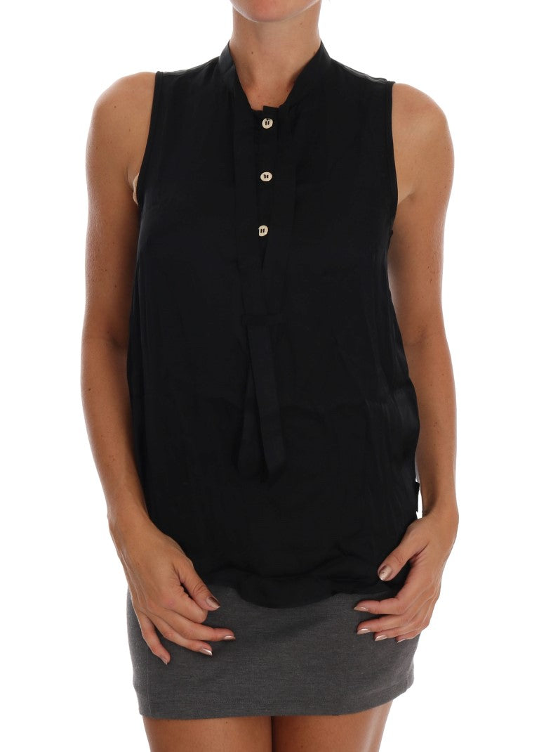 Zwarte mouwloze viscose blouse top