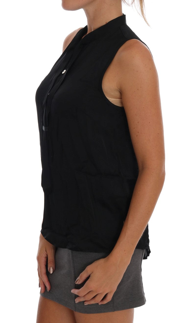 Zwarte mouwloze viscose blouse top