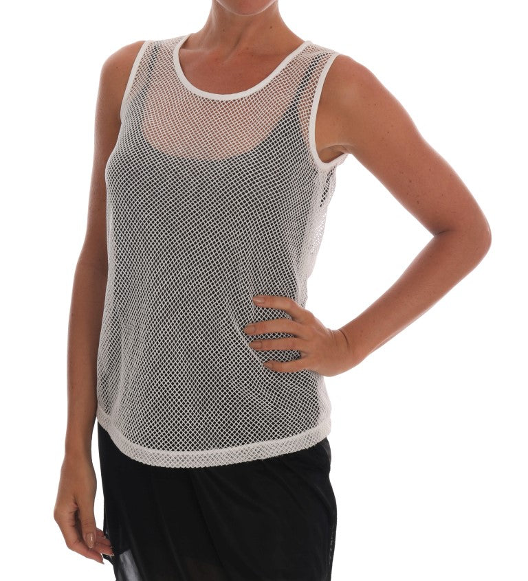 Witte Net Tank Transparante Top