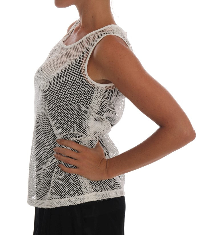 Witte Net Tank Transparante Top