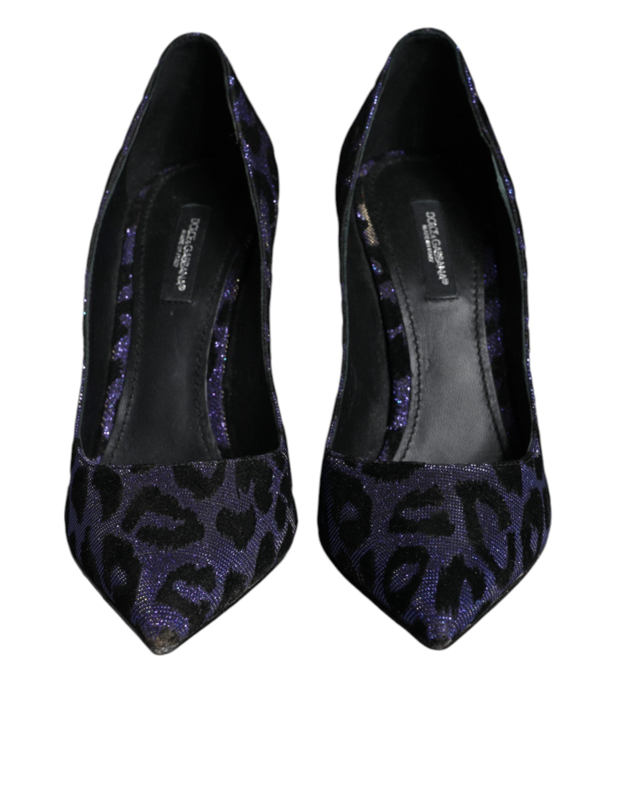 Violet Leopard Lurex Hoge Hakken Pumps Schoenen