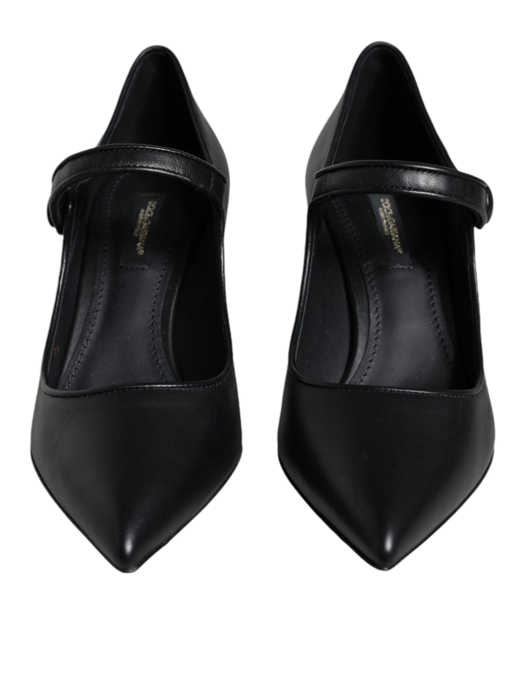 Zwarte leren Mary Janes pumps met logo