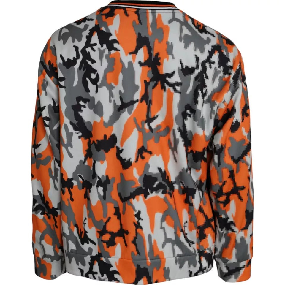 Veelkleurige camouflage ronde hals trui