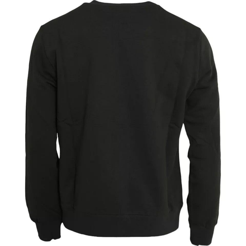Groene katoenen trui met ronde hals en logo