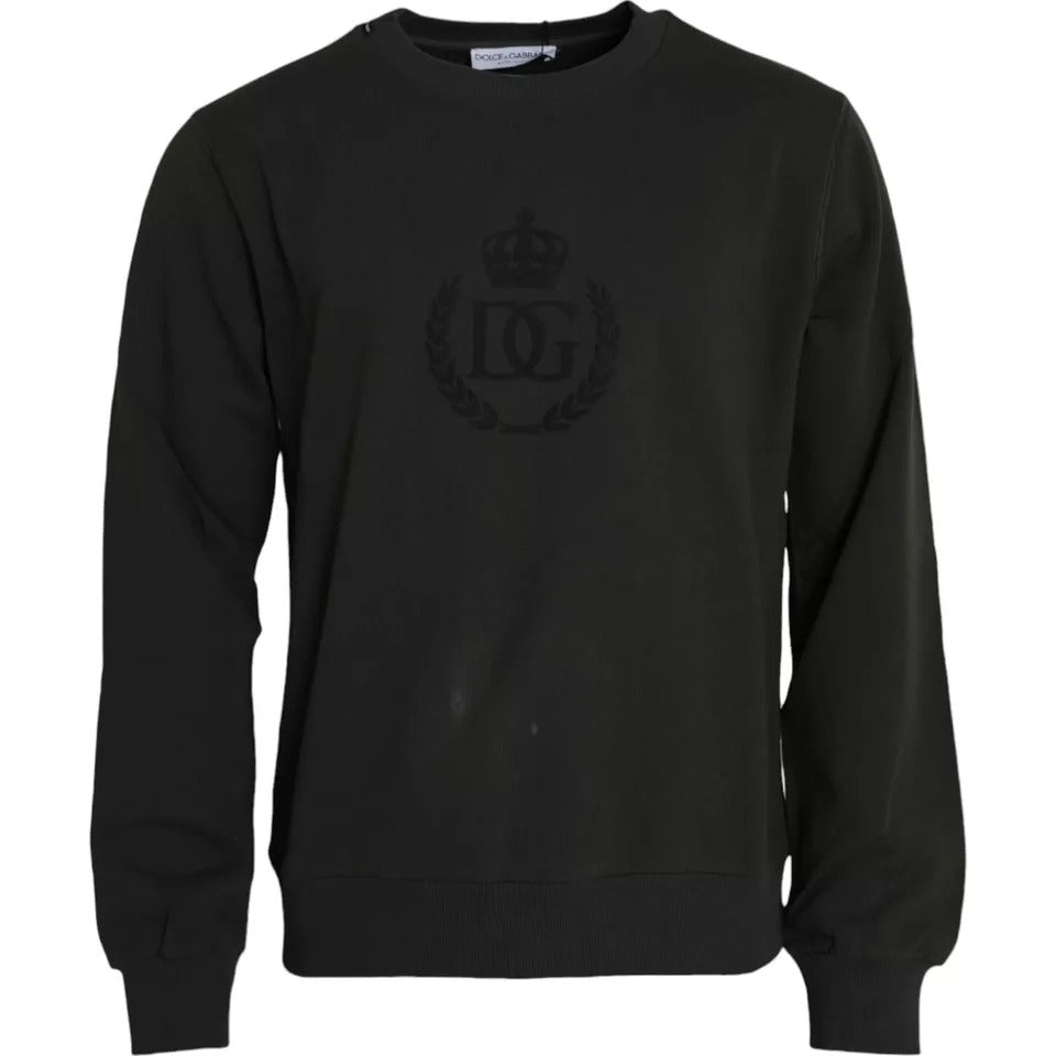 Groene katoenen trui met ronde hals en logo