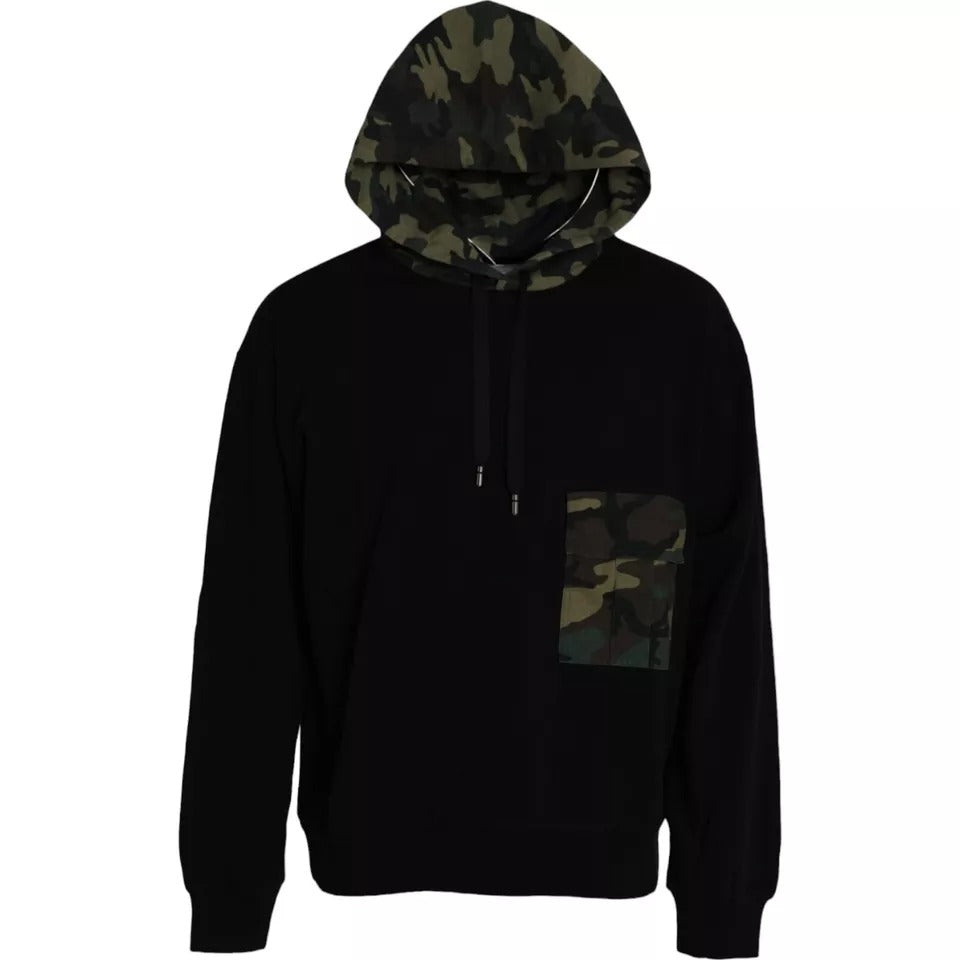 Zwarte camouflage hoodie met capuchon