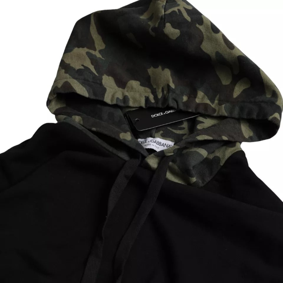 Zwarte camouflage hoodie met capuchon