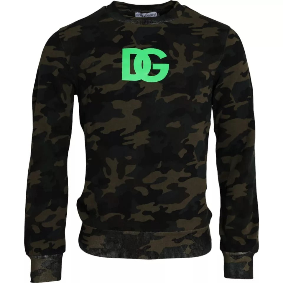 Zwarte camouflage ronde hals trui