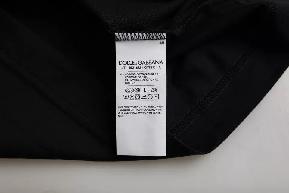 Zwart katoenen T-shirt met ronde hals en korte mouwen voor heren
