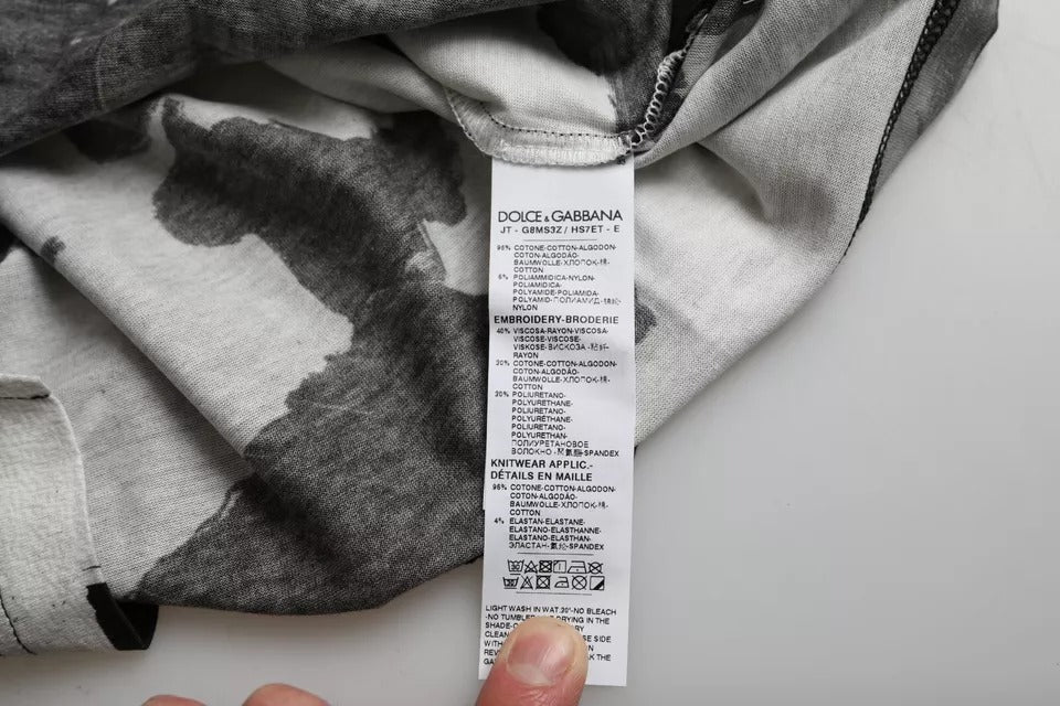 Veelkleurig camouflage katoenen T-shirt met ronde hals