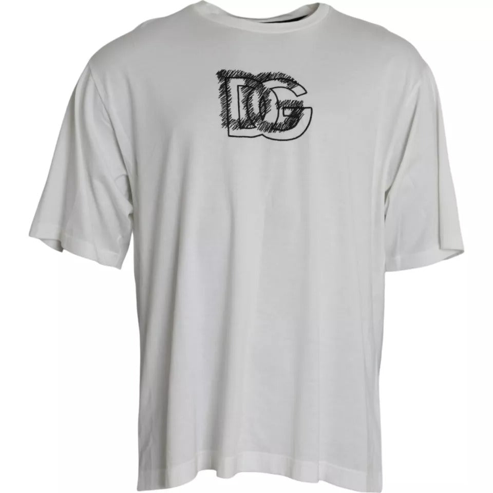 Wit T-shirt met ronde hals en korte mouwen en logo