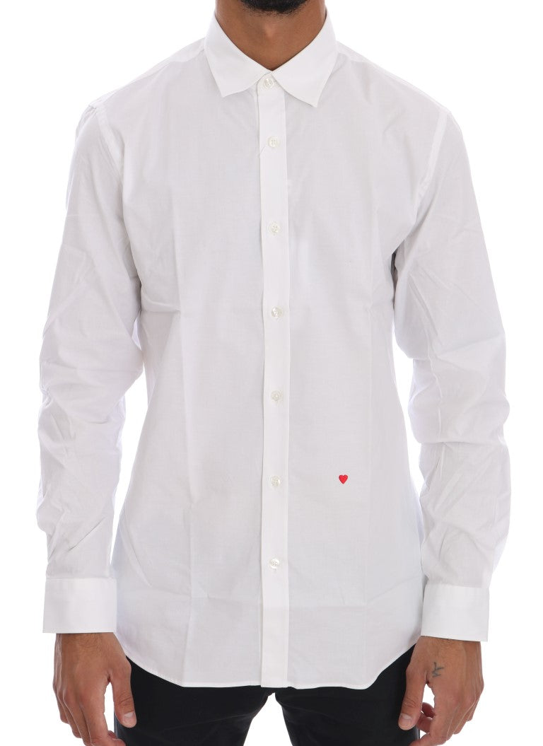 Wit katoenen stretch slim fit overhemd