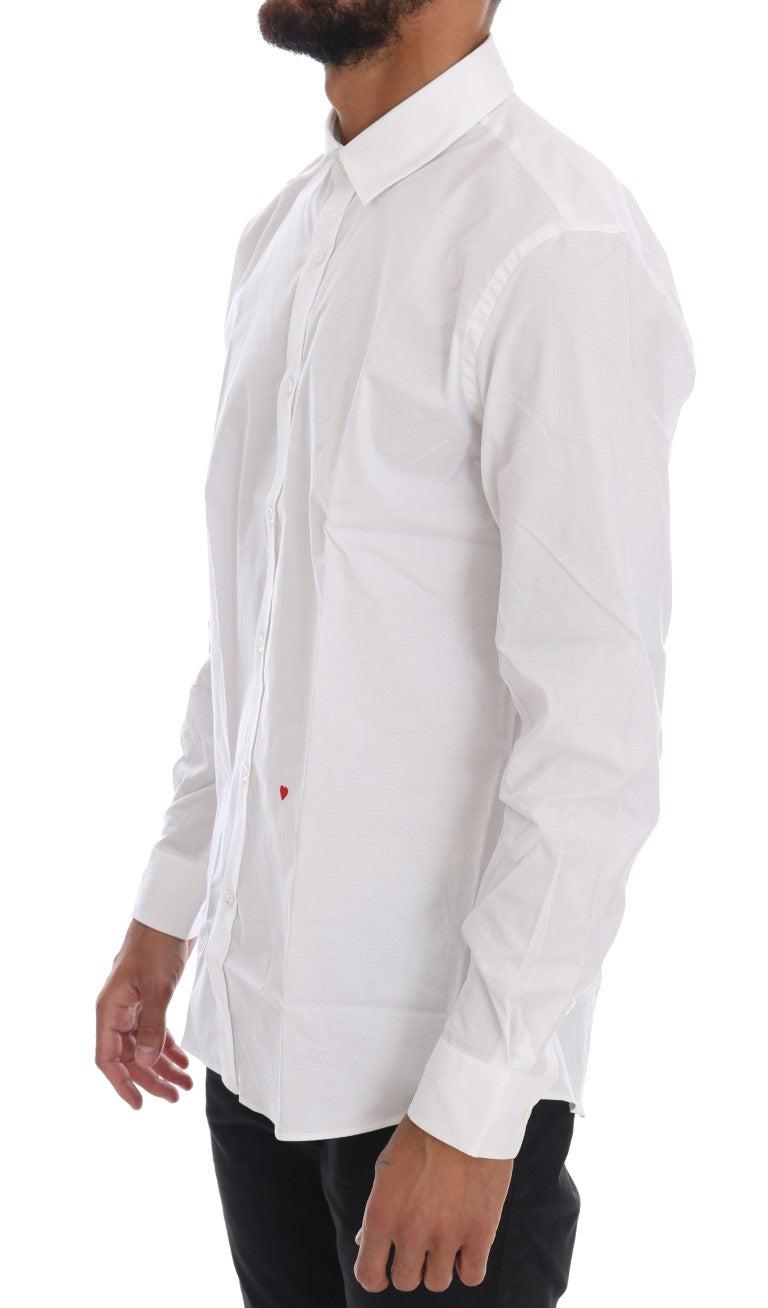 Wit katoenen stretch slim fit overhemd