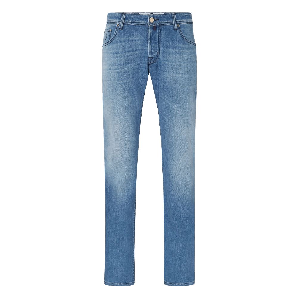 Blauwe katoenen herenjeans