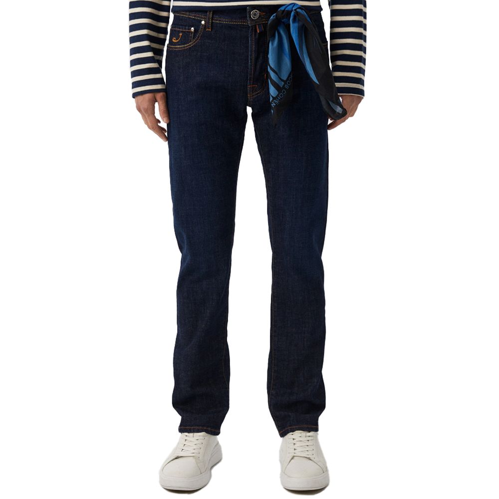 Blauwe katoenen herenjeans