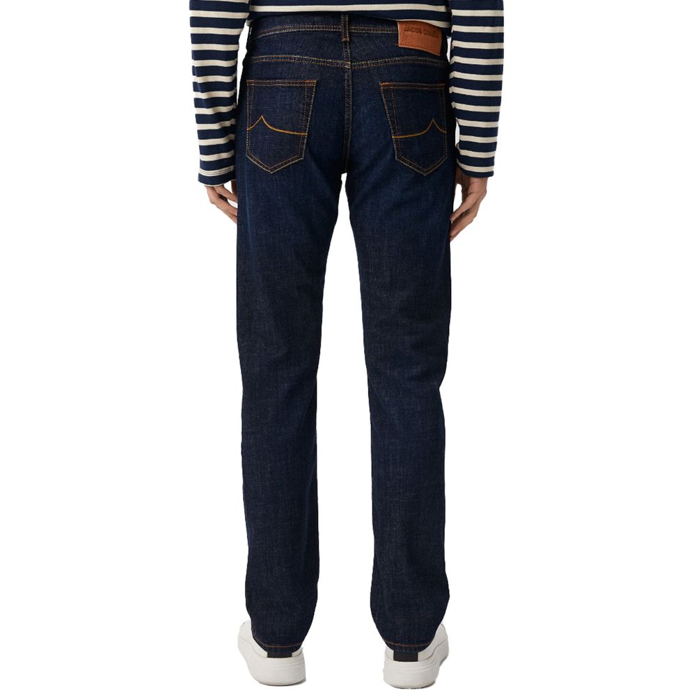 Blauwe katoenen herenjeans