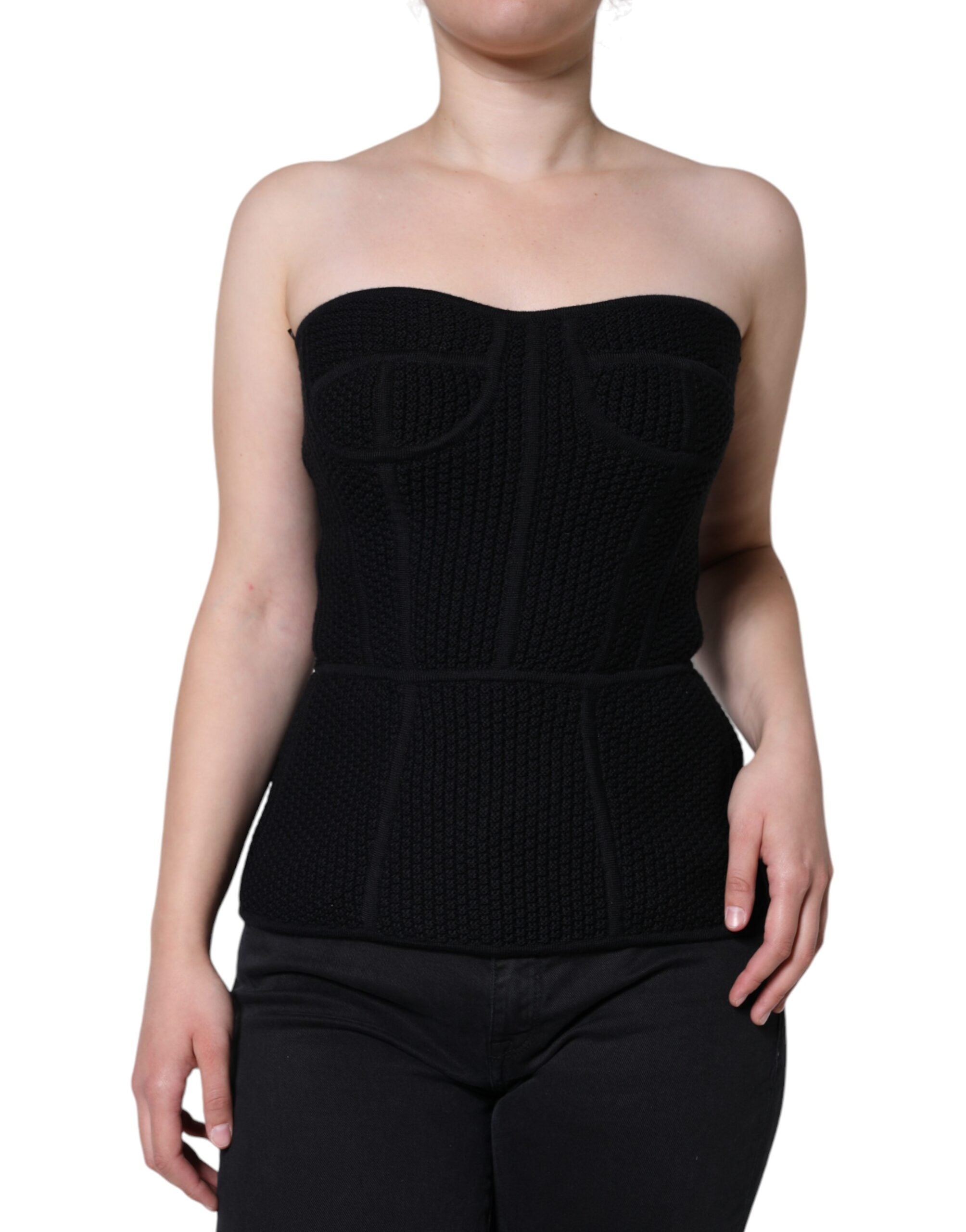 Zwarte bustier mouwloze korset blouse top
